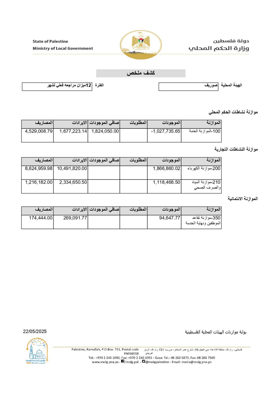 البيانات المالية الفعلية لعام 2024